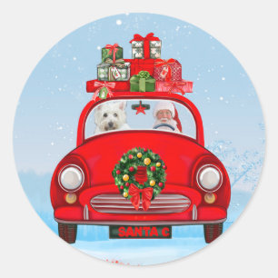 West Highland White Terrier Dog mit dem Weihnachts Runder Aufkleber
