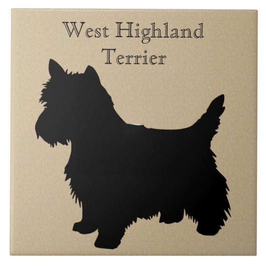 West Highland White Terrier Dog Silhouette Fliese (Vorderseite)