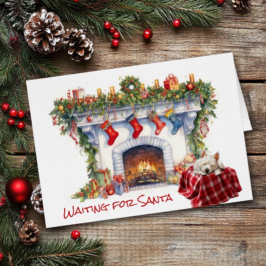 West Highland White Terrier Dog warten auf Santa