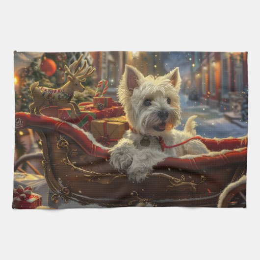 West Highland White Terrier Dog Weihnachtsfest Geschirrtuch (Horizontal)