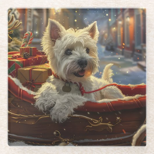 West Highland White Terrier Dog Weihnachtsfest Glasuntersetzer (Vorderseite)