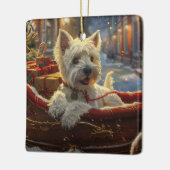 West Highland White Terrier Dog Weihnachtsfest Keramikornament (Links)