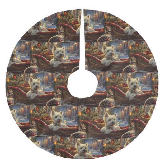 West Highland White Terrier Dog Weihnachtsfest Polyester Weihnachtsbaumdecke (Vorderseite)