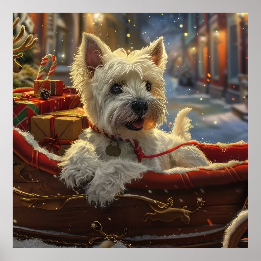 West Highland White Terrier Dog Weihnachtsfest Poster (Vorne)