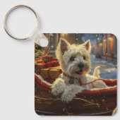 West Highland White Terrier Dog Weihnachtsfest Schlüsselanhänger (Vorderseite)