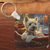 West Highland White Terrier Dog Weihnachtsfest Schlüsselanhänger (Vorderseite)