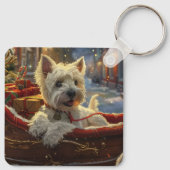 West Highland White Terrier Dog Weihnachtsfest Schlüsselanhänger (Rückseite)