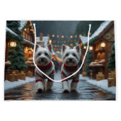 West Highland White Terrier Dogs Christmas Snow  Große Geschenktüte (Vorderseite)