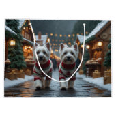 West Highland White Terrier Dogs Christmas Snow  Große Geschenktüte (Rückseite)