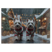 West Highland White Terrier Dogs Christmas Snow Schneidebrett (Vorderseite)