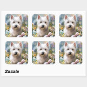 West Highland White Terrier Easter Eggs Holiday Quadratischer Aufkleber (Blatt)