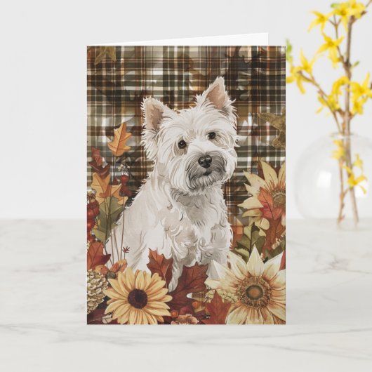 West Highland White Terrier Fall Erntedank Karte (Gelbe Blume)
