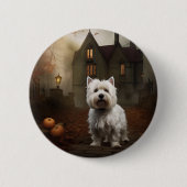 West Highland White Terrier Halloween Beängstigend Button (Vorderseite)