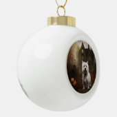 West Highland White Terrier Halloween Beängstigend Keramik Kugel-Ornament (Links)