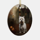 West Highland White Terrier Halloween Beängstigend Keramik Ornament (Rechts)