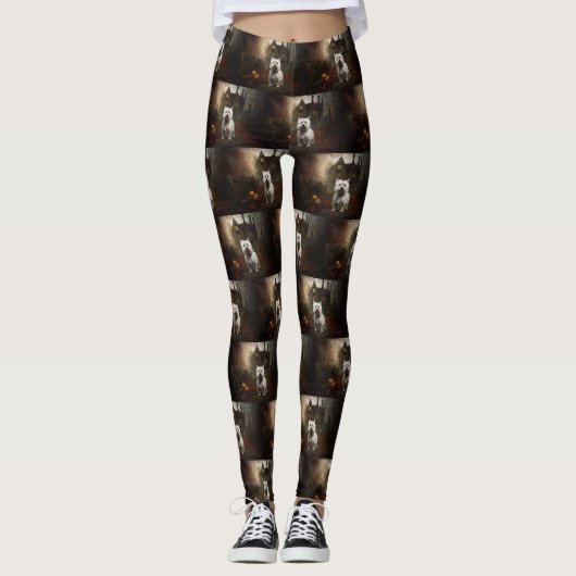 West Highland White Terrier Halloween Beängstigend Leggings (Vorderseite)