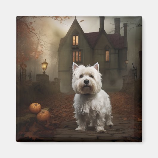 West Highland White Terrier Halloween Beängstigend Magnet (Vorne)