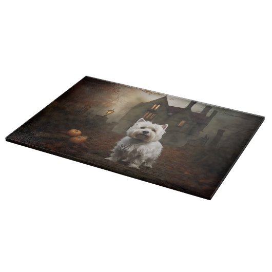 West Highland White Terrier Halloween Beängstigend Schneidebrett (Ecke)