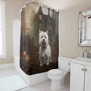 West Highland White Terrier Halloween Gruselig Duschvorhang