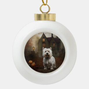 West Highland White Terrier Halloween Gruselig Keramik Kugel-Ornament