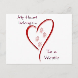 West Highland White Terrier Heart Belongs Postkarte