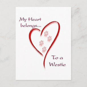 West Highland White Terrier Heart Belongs Postkarte