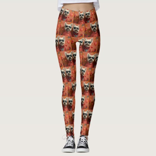 West Highland White Terrier Heart Valentine's Day Leggings (Vorderseite)