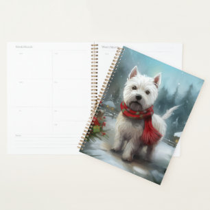 West Highland White Terrier Hund im Schnee Weihnac Planer