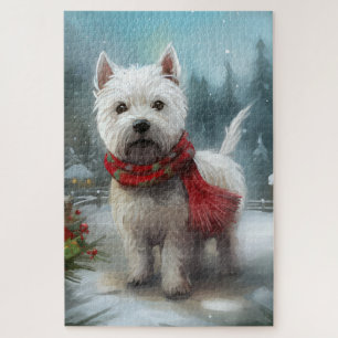 West Highland White Terrier Hund im Schnee Weihnac Puzzle