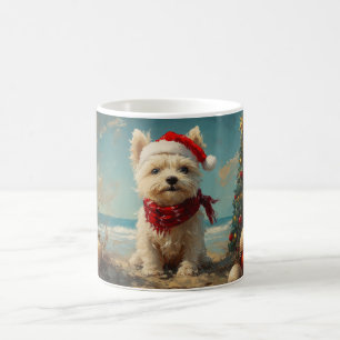 West Highland White Terrier Hund Weihnachten Stran Kaffeetasse