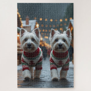 West Highland White Terrier Hunde Weihnachten Schn Puzzle