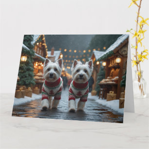 West Highland White Terrier Hunde Weihnachtsschnee Karte
