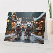 West Highland White Terrier Hunde Weihnachtsschnee Karte (Vorderseite)