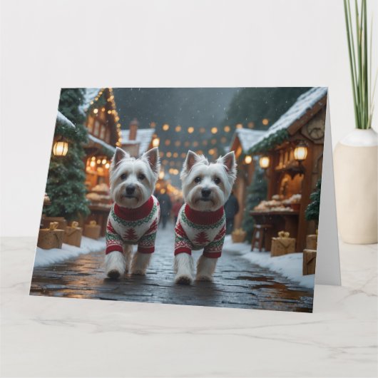 West Highland White Terrier Hunde Weihnachtsschnee Karte (Vorderseite)