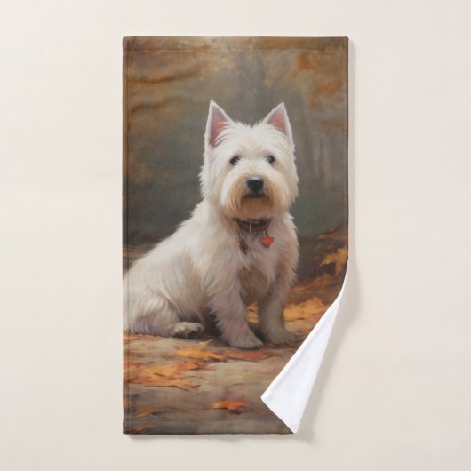 West Highland White Terrier im Herbst Leaves Fall Badhandtuch Set (Handtuch)