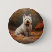West Highland White Terrier im Herbst Leaves Fall Button (Vorderseite)