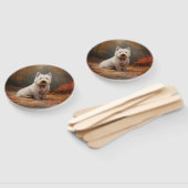 West Highland White Terrier im Herbst Leaves Fall Fächer (Non-assembled)