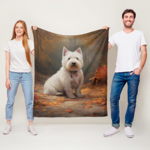 West Highland White Terrier im Herbst Leaves Fall Fleecedecke