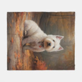 West Highland White Terrier im Herbst Leaves Fall Fleecedecke (Vorderseite (Horizontal))