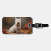 West Highland White Terrier im Herbst Leaves Fall Gepäckanhänger (Vorderseite horizontal)