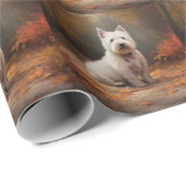West Highland White Terrier im Herbst Leaves Fall Geschenkpapier (Rolleneckpunkt)
