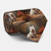West Highland White Terrier im Herbst Leaves Fall Krawatte (Gerollt)