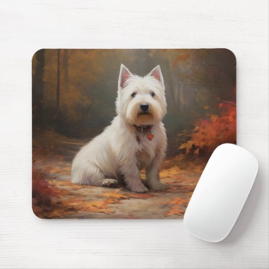 West Highland White Terrier im Herbst Leaves Fall Mousepad (Mit Mouse)