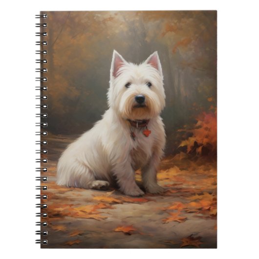 West Highland White Terrier im Herbst Leaves Fall Notizblock (Vorderseite)