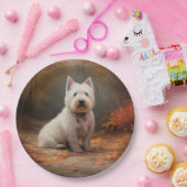 West Highland White Terrier im Herbst Leaves Fall Pappteller (Party)