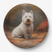 West Highland White Terrier im Herbst Leaves Fall Pappteller (Vorderseite)