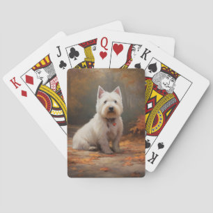West Highland White Terrier im Herbst Leaves Fall Spielkarten