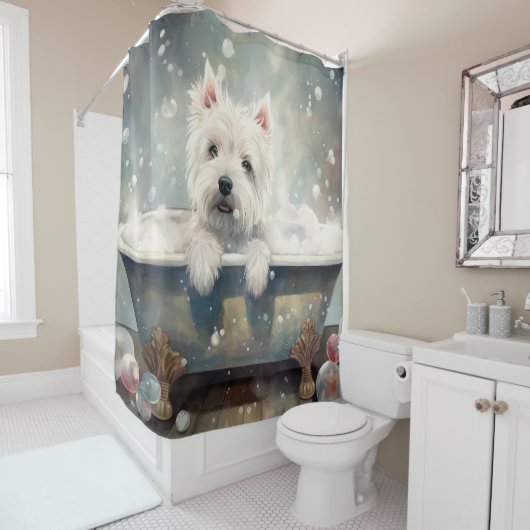 West Highland White Terrier in Bathtub Duschvorhang (Beispiel)