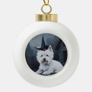 West Highland White Terrier Kürbis Halloween Keramik Kugel-Ornament