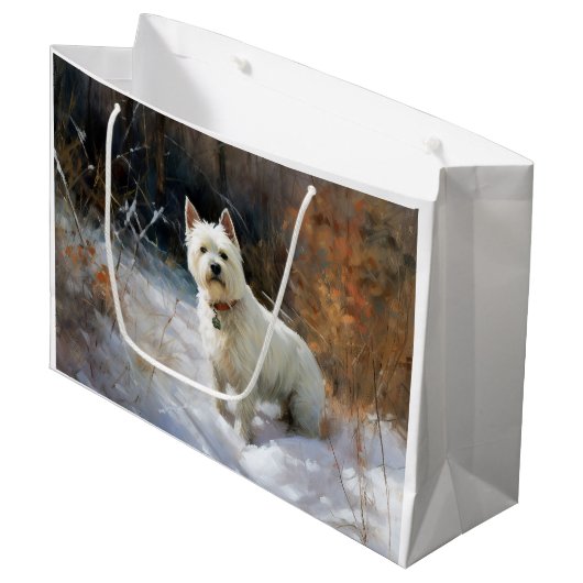 West Highland White Terrier lassen es Weihnachten Große Geschenktüte (Vorderseite Schrägansicht)